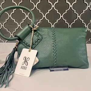 HOBO Green Vegan Leather Wristlet with Tassel